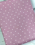 (DBP) WHITE TINY HEARTS ON DUSTY PINK