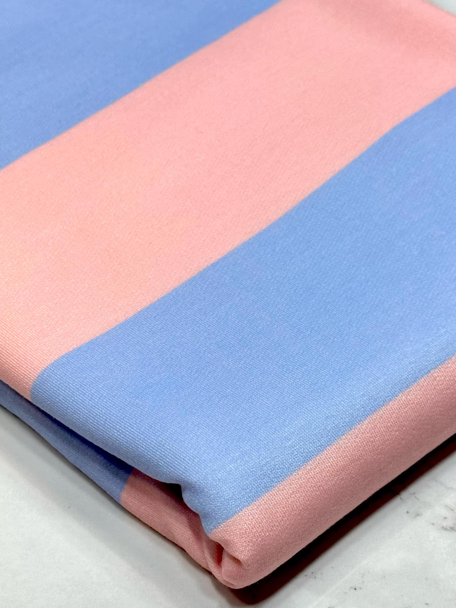 (FRENCH TERRY THIN) PINK AND BLUE STRIPES