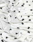 (POINTELLE RIB) BLACK BOWS ON OFF WHITE