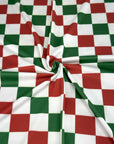 (4X2 RIB) MEDIUM RED, GREEN AND OFF WHITE CHECKERED