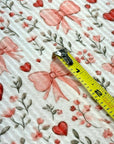 (URBAN RIB) HEARTS, BOWS, FLOWERS, AND RED BIRDS ON OFF WHITE