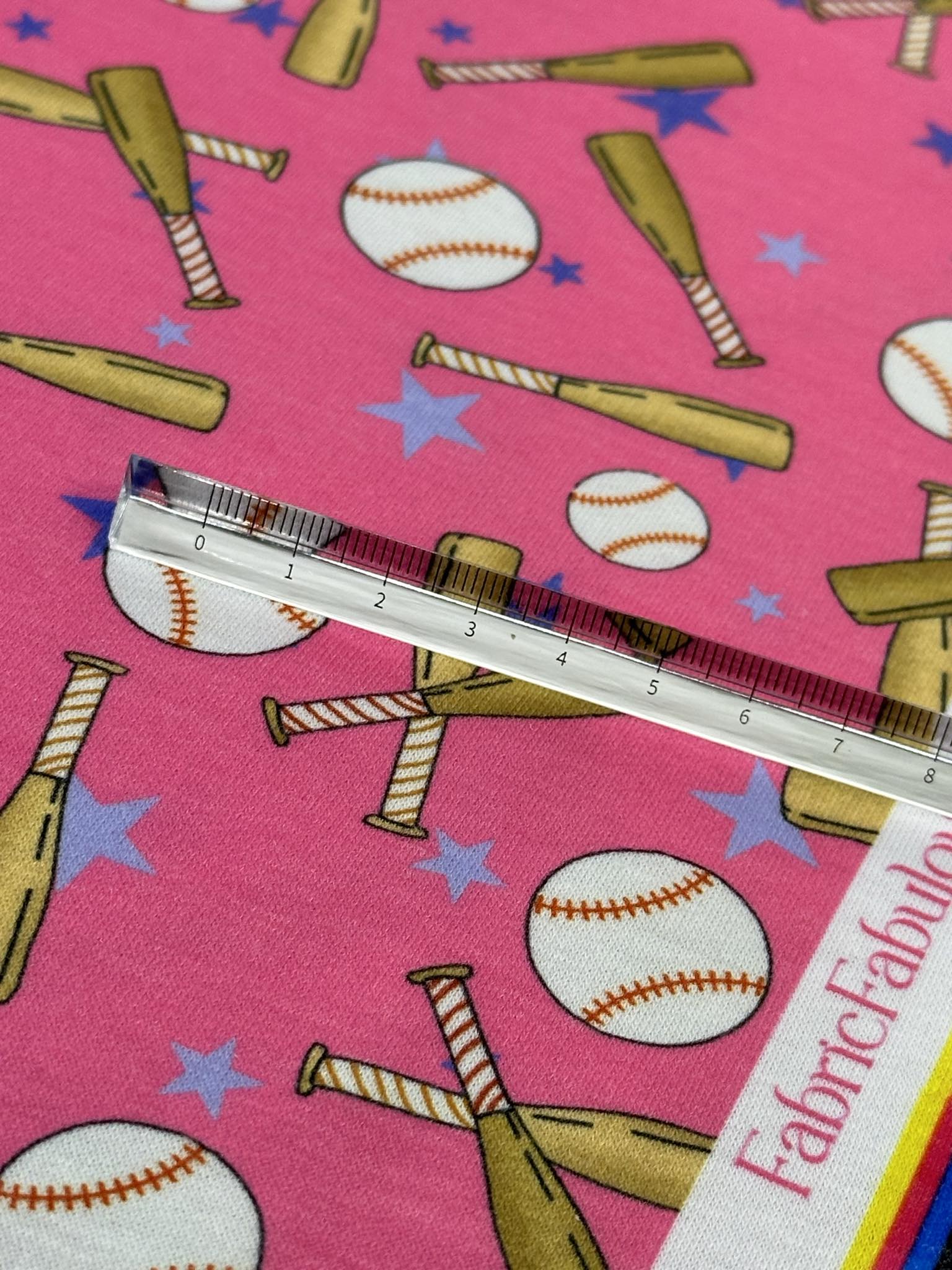 (FRENCH TERRY) BASEBALLS AND BATS ON PINK (3)