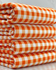 (4X2 YUMMY RIB) ORANGE AND OFF WHITE GINGHAM