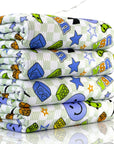 (YUMMY RIB) BLUE HAPPY FACES AND SKATEBOARDS ON CHECKERED WAVE (1)