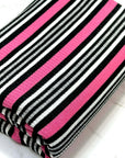 (RIB) HOT PINK, BLACK, GRAY AND OFF WHITE STRIPES