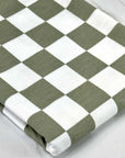 (FRENCH TERRY) OLIVE AND OFF WHITE CHECKERED