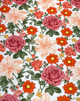(4X2 RIB) RUST, PEACH, AND COPPER HATTIE FLOWERS ON OFF WHITE