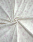(POINTELLE COTTON SPANDEX RIB) PINK BOWS ON LIGHT CREAM