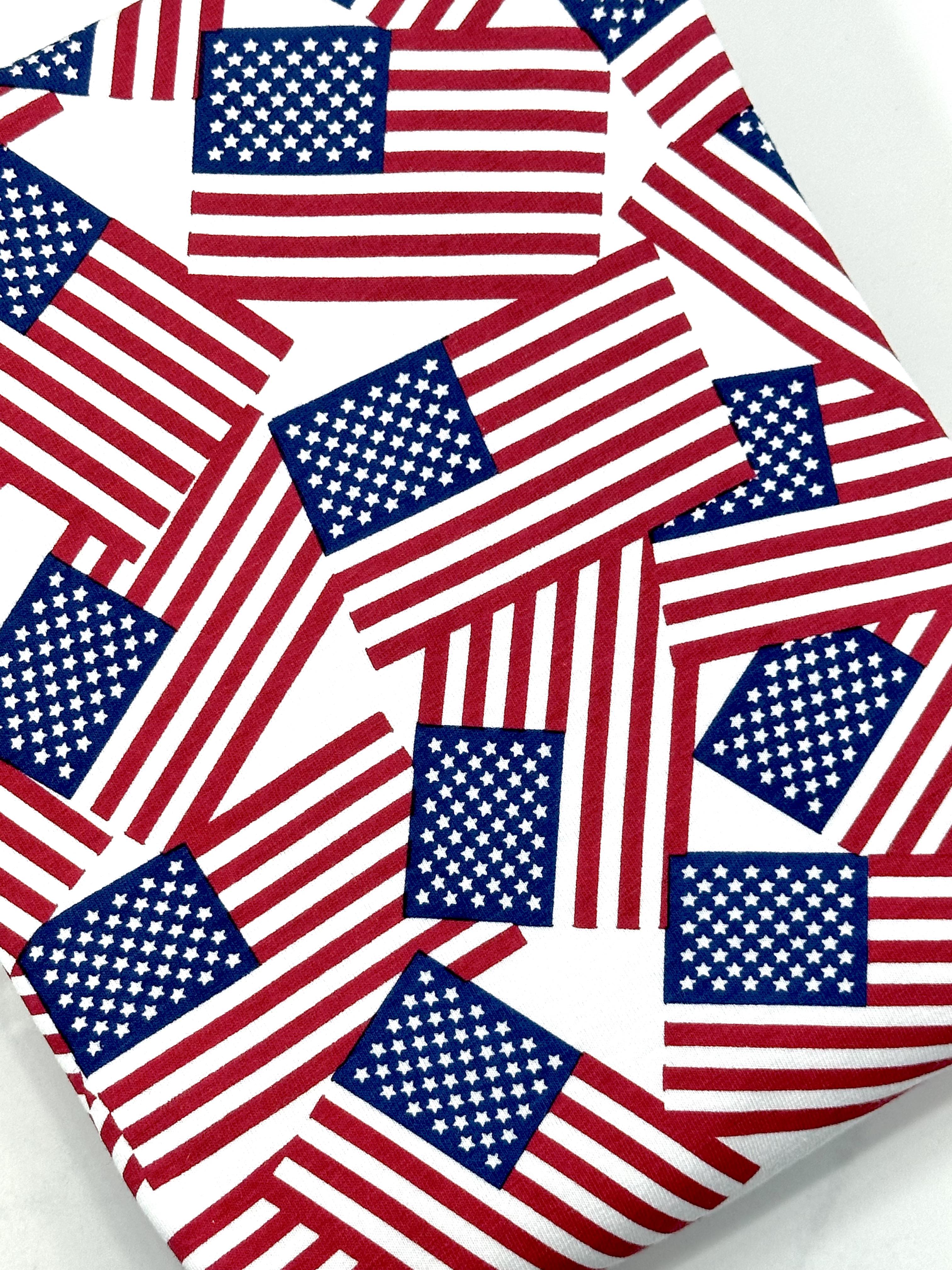 (COTTON SPANDEX) AMERICAN FLAGS ON OFF WHITE