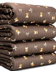 (POINTELLE RIB) TEDDY BEARS AND OFF WHITE BOWS ON DARK BROWN