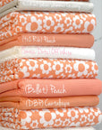 (4X2 YUMMY RIB) OFF WHITE RETRO FLOWERS ON PEACH