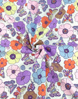 (SWIM) BUTTERFLIES AND FLOWERS ON OFF WHITE