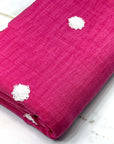 (WOVEN) 3D WHITE DOTS ON FUCHSIA (2)