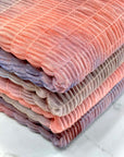 (PLEATED MESH) BLUE AND CORAL TIE DYE
