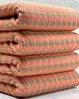 (PUCKERED STRIPE) TAN STRIPES ON SALMON