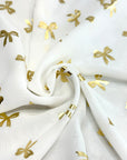 (WOVEN) GOLD BOWS ON OFF WHITE