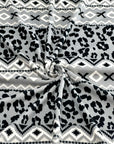 (SWEATER KNIT/ OAKLEY) LEOPARD AND AZTEC PATTERN ON GRAY