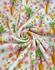 (4X2 YUMMY RIB) CARROTS WITH BOWS AND TINY FLOWERS ON SOFT PINK