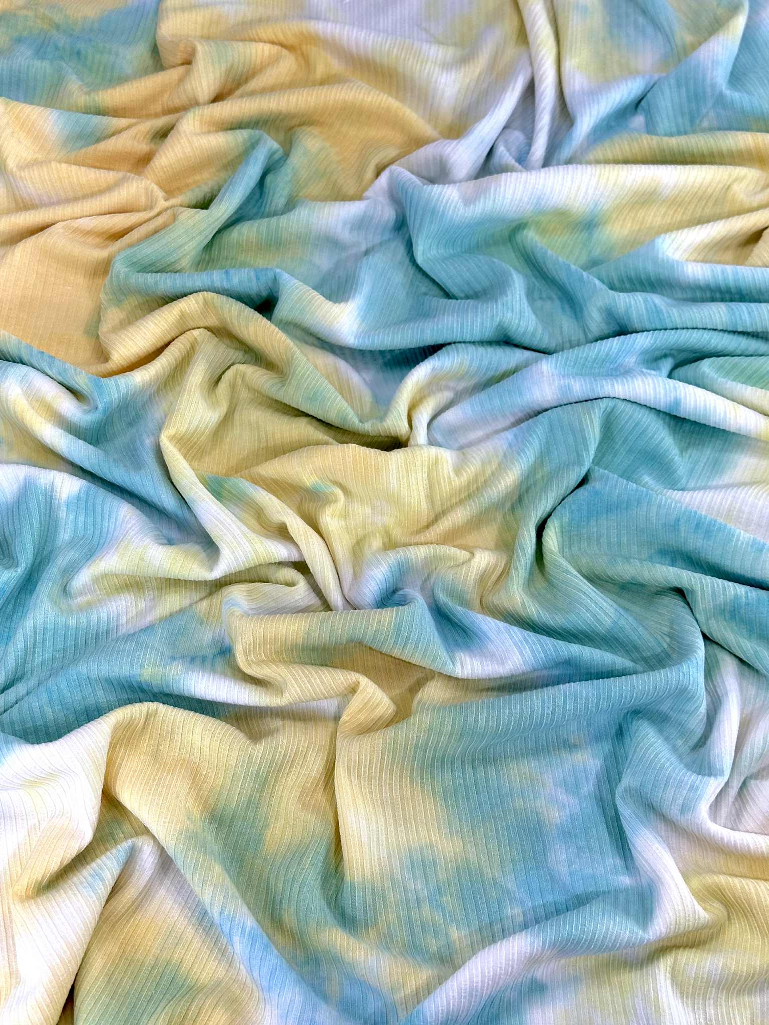 (3X3 RIB) YELLOW AND TIFFANY GREEN TIE DYE