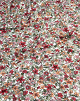 (DBP) CORAL, ORANGE, AND RED FLOWERS ON OFF WHITE