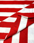 (JERSEY STRETCH) RED AND OFF WHITE THICK STRIPES