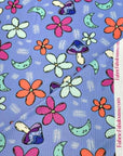 (4X2 YUMMY RIB) MUSHROOMS AND FLOWERS ON BLUE