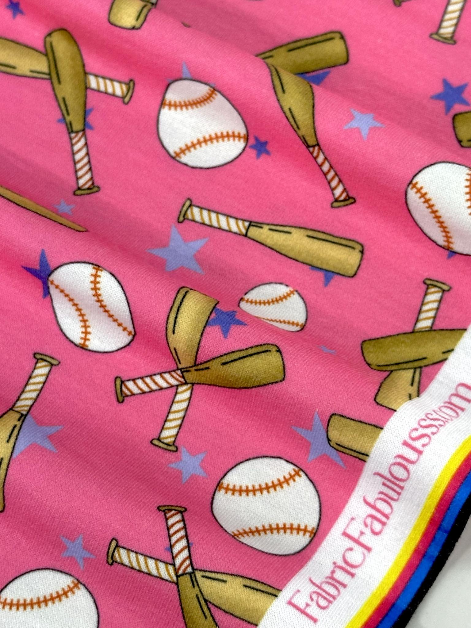 (FRENCH TERRY) BASEBALLS AND BATS ON PINK (3)