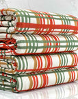 (4X2 RIB) CAMEL, RED, AND GREEN PLAID ON IVORY
