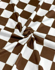 (OAKLEY) BROWN MEDIUM CHECKERED ON OFF WHITE