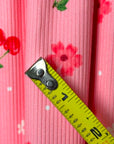 (2X2 YUMMY RIB) CHERRIES AND FLOWERS ON PINK