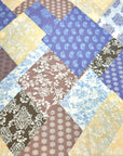 (WOVEN) BROWN, BLUE AND LIGHT YELLOW PATCHWORK