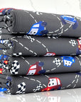 (YUMMY RIB) BLUE AND RED CARS ON CHARCOAL