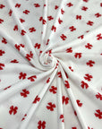 (2X2 RIB) RED BOWS ON OFF WHITE