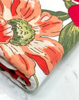 (ITY) RED AND ORANGE BIG FLOWERS ON OFF WHITE