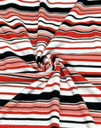 (RIB) RED, BLACK, AND CORAL STRIPES ON OFF WHITE