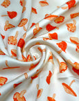 (SATIN) ORANGE MUSHROOMS ON CREAM