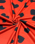 (4X2 YUMMY RIB) BLACK HEARTS ON RED