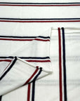 (KNIT) RED AND NAVY STRIPES ON OFF WHITE