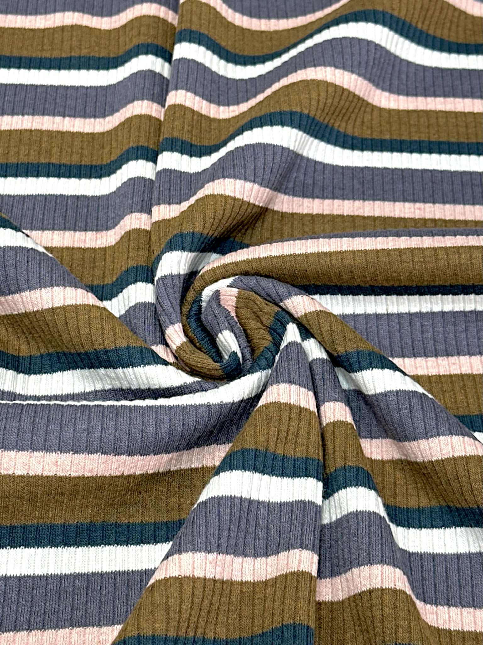 (COTTON RIB) BROWN, NAVY, IVORY, CHARCOAL, AND BLUSH STRIPES (4)