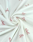 (2X2 RIB) TINY PINK BOWS ON OFF WHITE