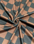 (4X2 RIB) MEDIUM BLACK AND BROWN CHECKERED