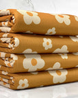 (4X2 RIB) CREAM DAISIES ON MUSTARD