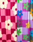 (SWEATER KINT/OAKLEY) FLOWERS ON PURPLE AND GRAY LARGE CHECKERED