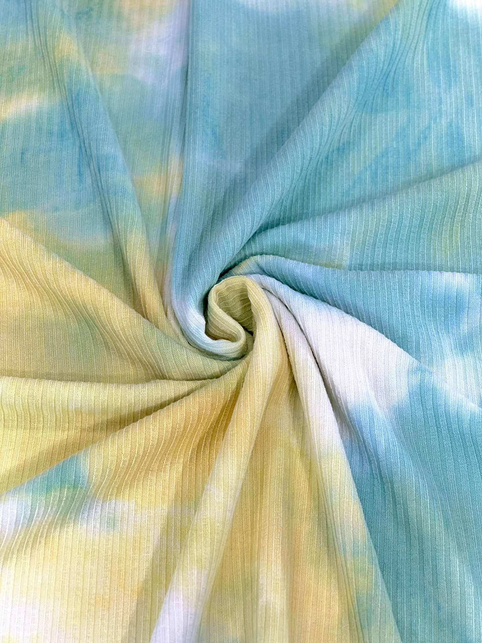 (3X3 RIB) YELLOW AND TIFFANY GREEN TIE DYE
