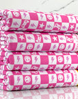 (FRENCH TERRY) PINK GAMER AND HAPPY FACES CHECKERED PRINT (1)