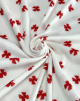 (2X2 RIB) RED BOWS ON OFF WHITE