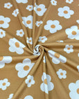 (4X2 RIB) CREAM DAISIES ON MUSTARD