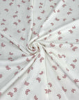 (2X2 RIB) TINY ROSE PINK BOWS ON OFF WHITE