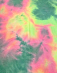 (FRENCH TERRY) GREEN, NEON YELOW AND PINK TIE DYE