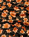 (4X2 RIB) ORANGE PUMPKIN FLOWERS AND BOWS ON DARK BROWN